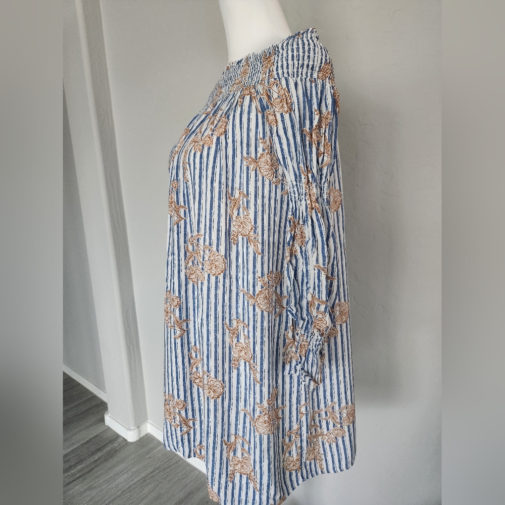 Maverick The Collection Off Shoulder Tunic Dress Ruffle Striped Floral Size S - Picture 7 of 13